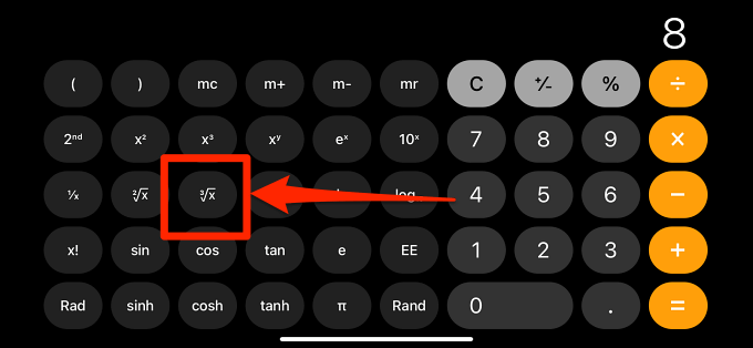 علامة الجذر التكعيبي (3√x).