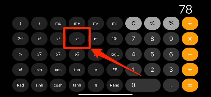 علامة الأس المخصصة (xy)