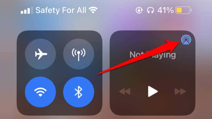 أيقونة AirPlay في لوحة التحكم 