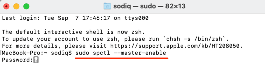Sudo spctl --master-enable