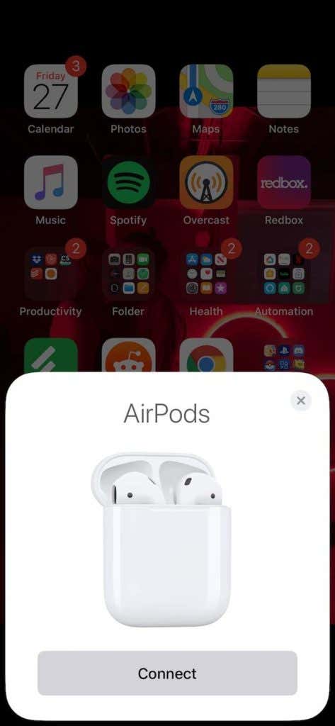 توصيل نافذة AirPods 