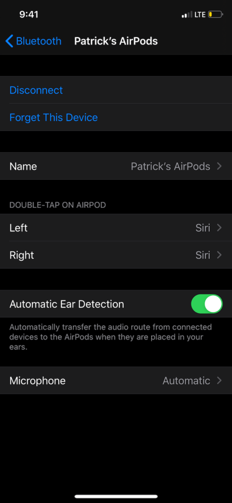 شاشة AirPods على الايفون 