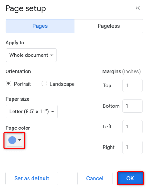 قم بتغيير صورة لون خلفية صفحة مستند Google Docs