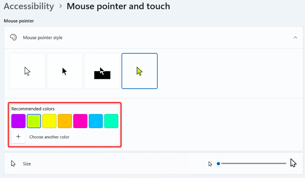 قم بتغيير لون المؤشر على صورة Windows