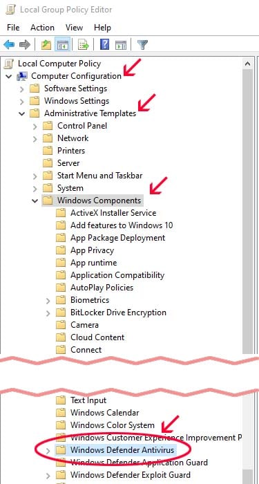 حدد Windows Defender