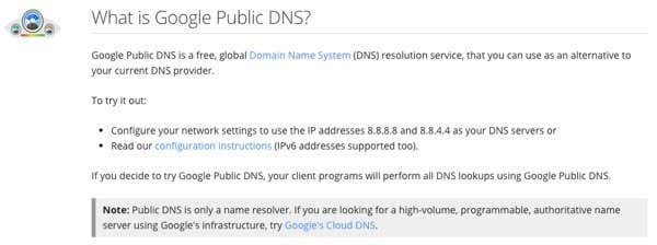 خدمة DNS العامة من جوجل - خدمة DNS العامة من جوجل