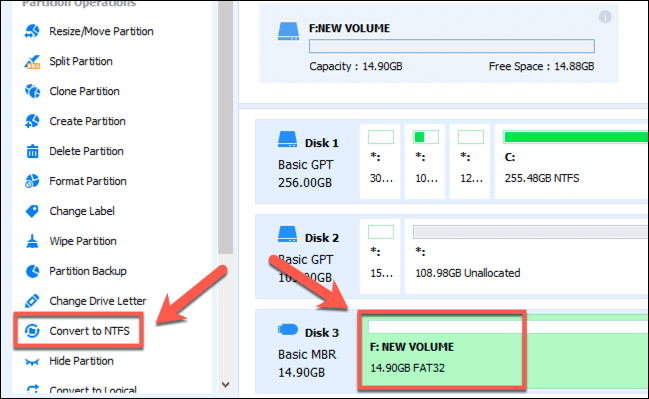 كيفية تحويل قرص صلب يعمل بنظام Windows من FAT32 إلى NTFS صورة 12