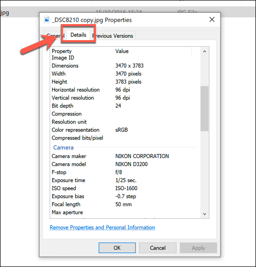 عرض بيانات EXIF ​​للصور على iPhone وAndroid وMac وWindows الصورة 13