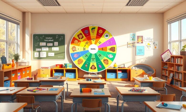 Emotion wheel in classroom