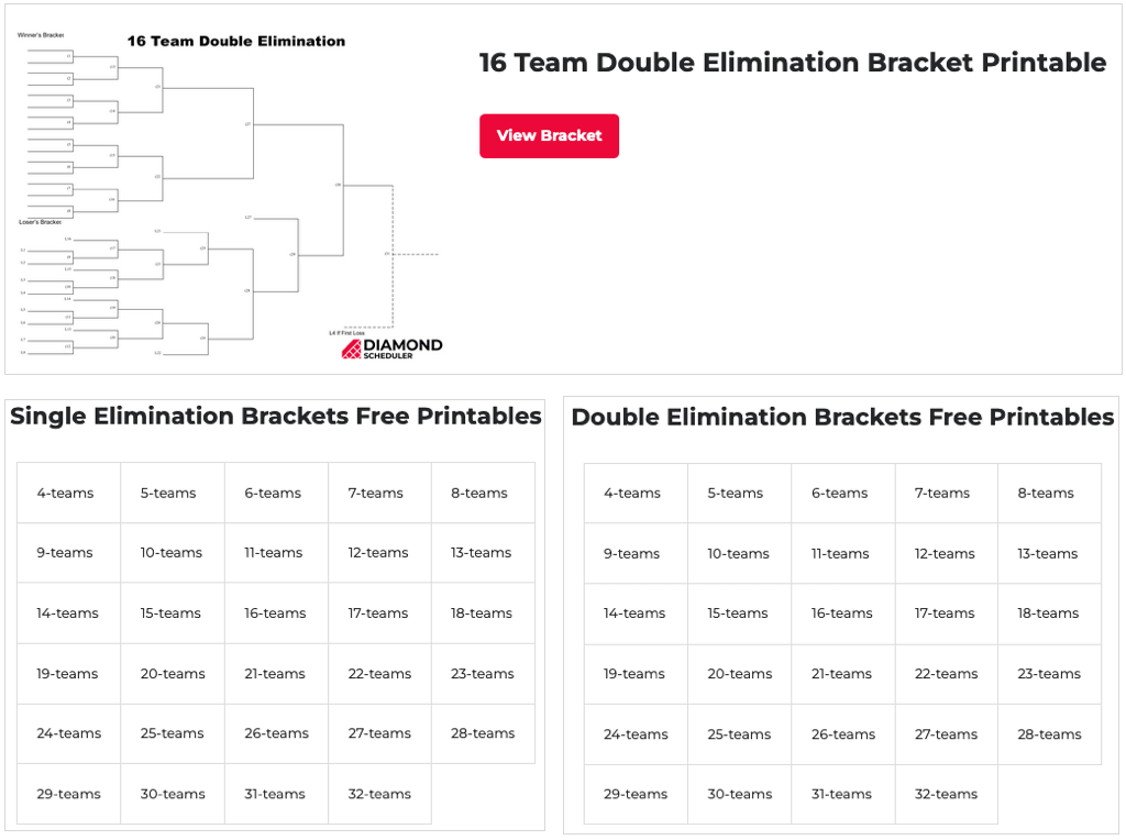 Page principale de Diamond Scheduler avec la sélection du support - 7-générateurs-de-supports-de-tournoi-gratuits-et-modèles-12-compressés