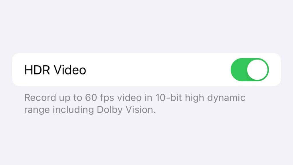 تبديل إعدادات كاميرا iOS HDR Video.