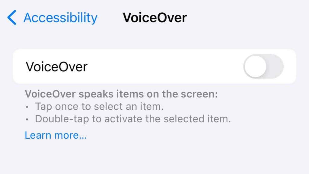 تبديل إعدادات iOS VoiceOver.