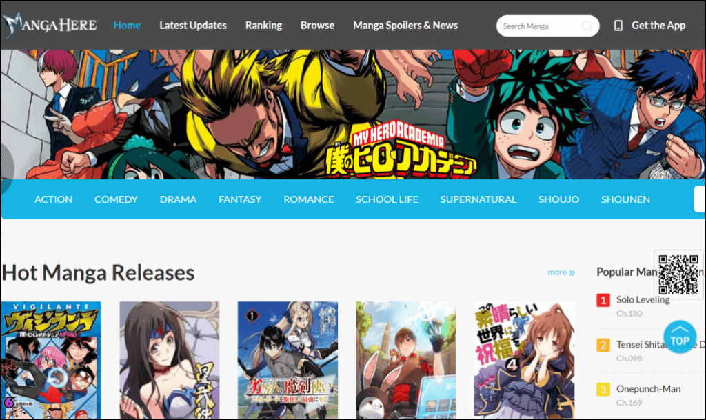 MangaHere home page