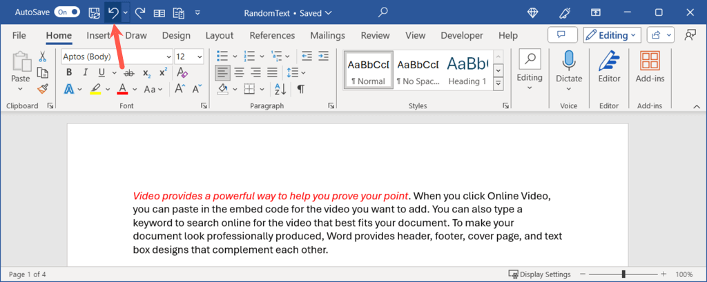 كيفية مسح التنسيق في صورة Microsoft Word 2