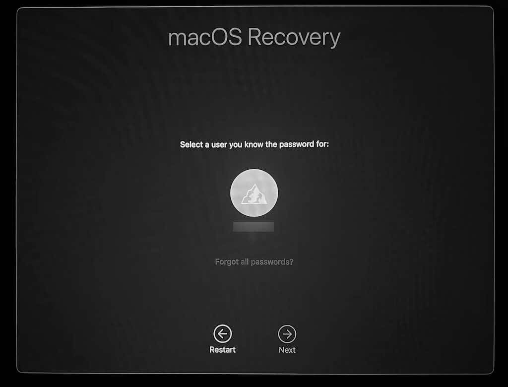 لقطة شاشة لاسترداد نظام التشغيل MacOS 