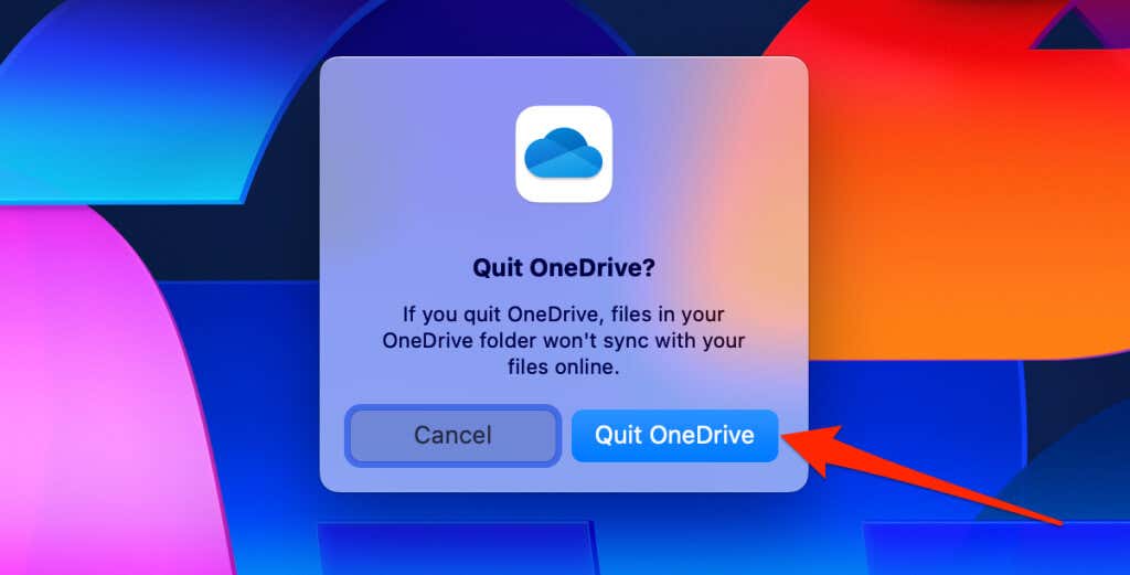 خطوات إنهاء OneDrive على نظام Mac