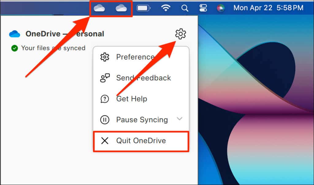 خطوات إنهاء OneDrive على نظام Mac