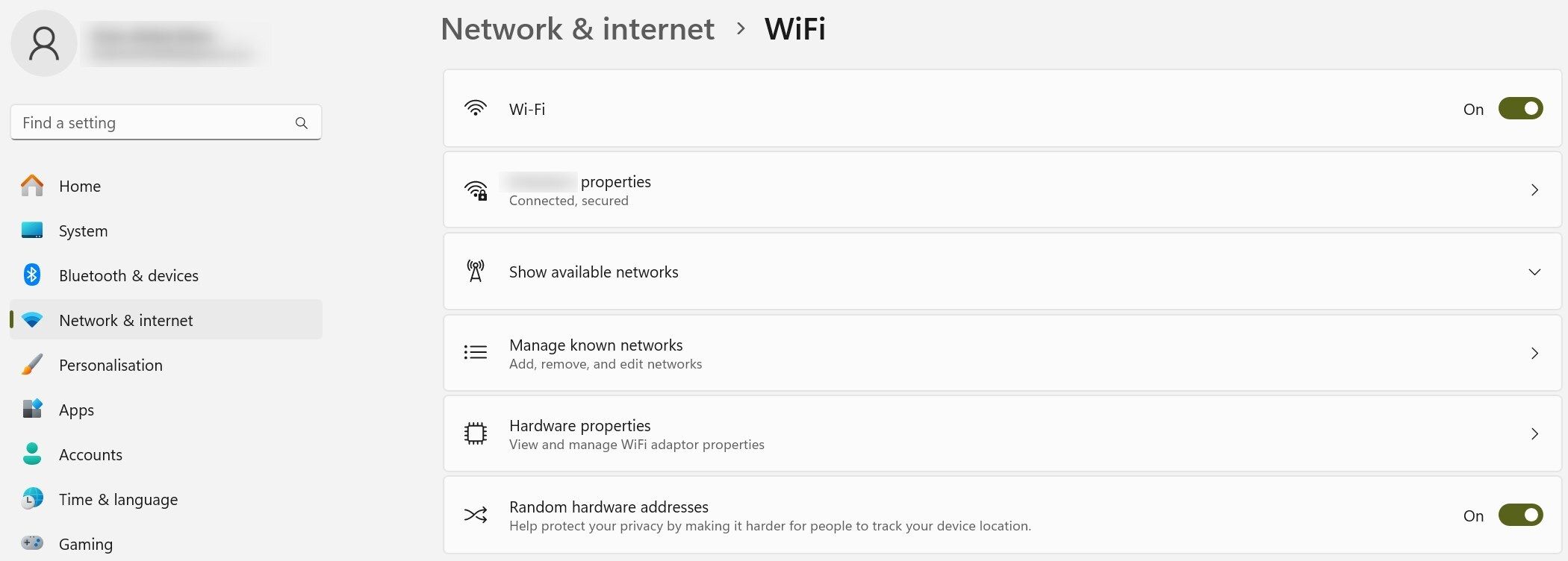 يؤدي تشغيل عناوين الأجهزة العشوائية إلى التبديل في إعدادات Wi-Fi على نظام التشغيل Windows.