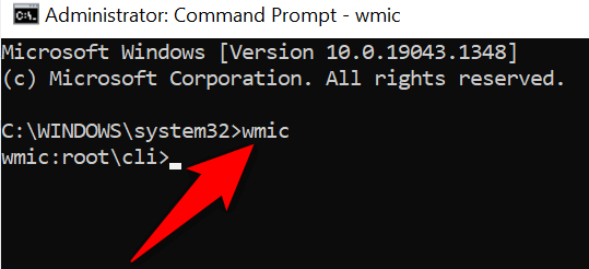 أمر "wmic" في موجه الأوامر