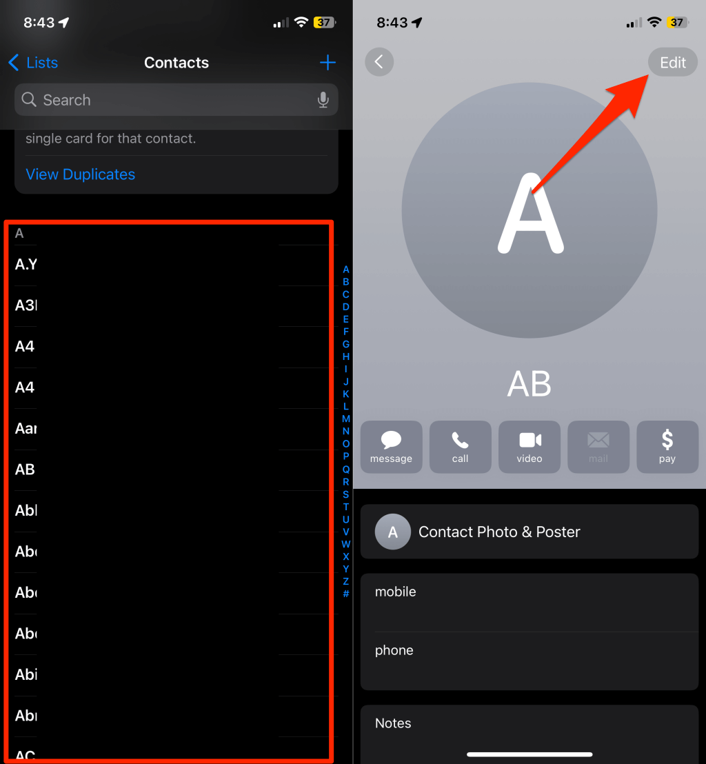 خطوات تخصيص نغمة النص لجهات اتصال iPhone