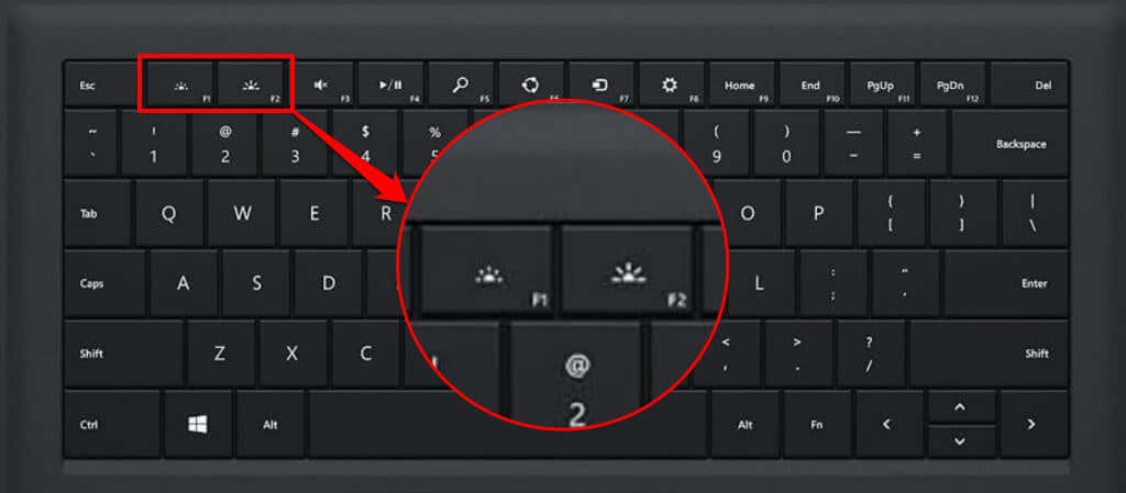 مفتاحان لسطوع لوحة المفاتيح على F1 وF2