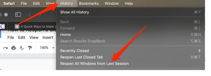 كيفية إعادة فتح علامات تبويب المتصفح المغلقة في متصفحات Chrome وSafari وEdge وFirefox الصورة 12 - 12-كيفية إعادة فتح علامة تبويب المتصفح المغلقة في chrome-safari-edge-and-firefox-mac-safari- إعادة فتح التاريخ لجميع النوافذ من الجلسة الأخيرة