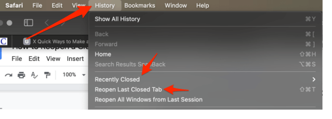 كيفية إعادة فتح علامات تبويب المتصفح المغلقة في متصفحات Chrome وSafari وEdge وFirefox الصورة 10 - 10-كيفية إعادة فتح علامة تبويب المتصفح المغلقة في Chrome-safari-edge-and-firefox-mac-safari- التاريخ-مؤخرا-مغلق