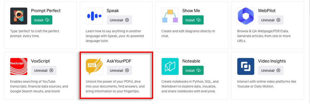 تثبيت AskYourPDF - كيفية تحميل مستند Word أو ملف pdf إلى chatgpt-9 مضغوط