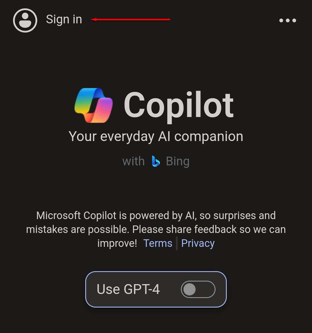 قم بتسجيل الدخول إلى حساب Microsoft الخاص بك - كيفية تثبيت واستخدام Microsoft-copilot-on-android-and-iphone-6-compressed