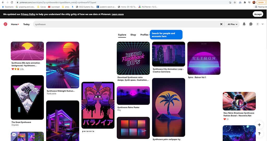 كيفية عمل صورة للوحة المزاج على موقع Pinterest - 1-Synthwave