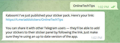 الخطوة 2: استخدام Telegram Stick Bot لإنشاء الحزمة الخاصة بك image 7 - image-163