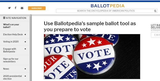 صورة موقع Ballotpedia.org - موقع الاقتراع