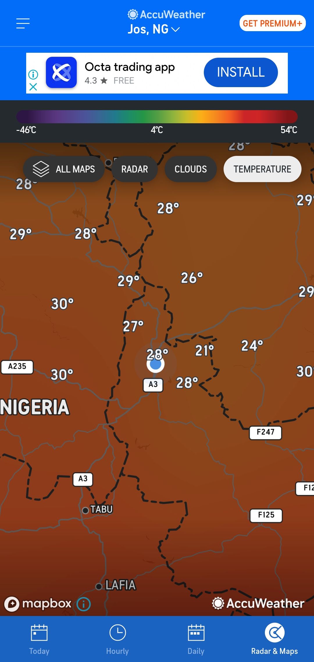 خريطة درجة الحرارة بالرادار AccuWeather