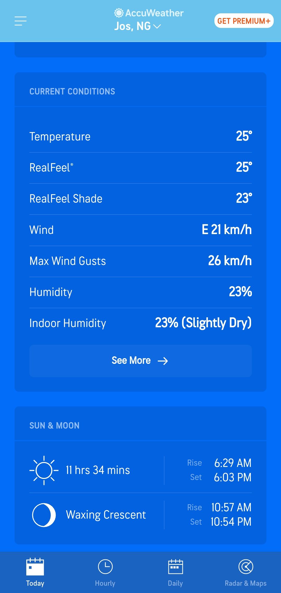 درجة حرارة اليوم تظهر درجة حرارة RealFeel