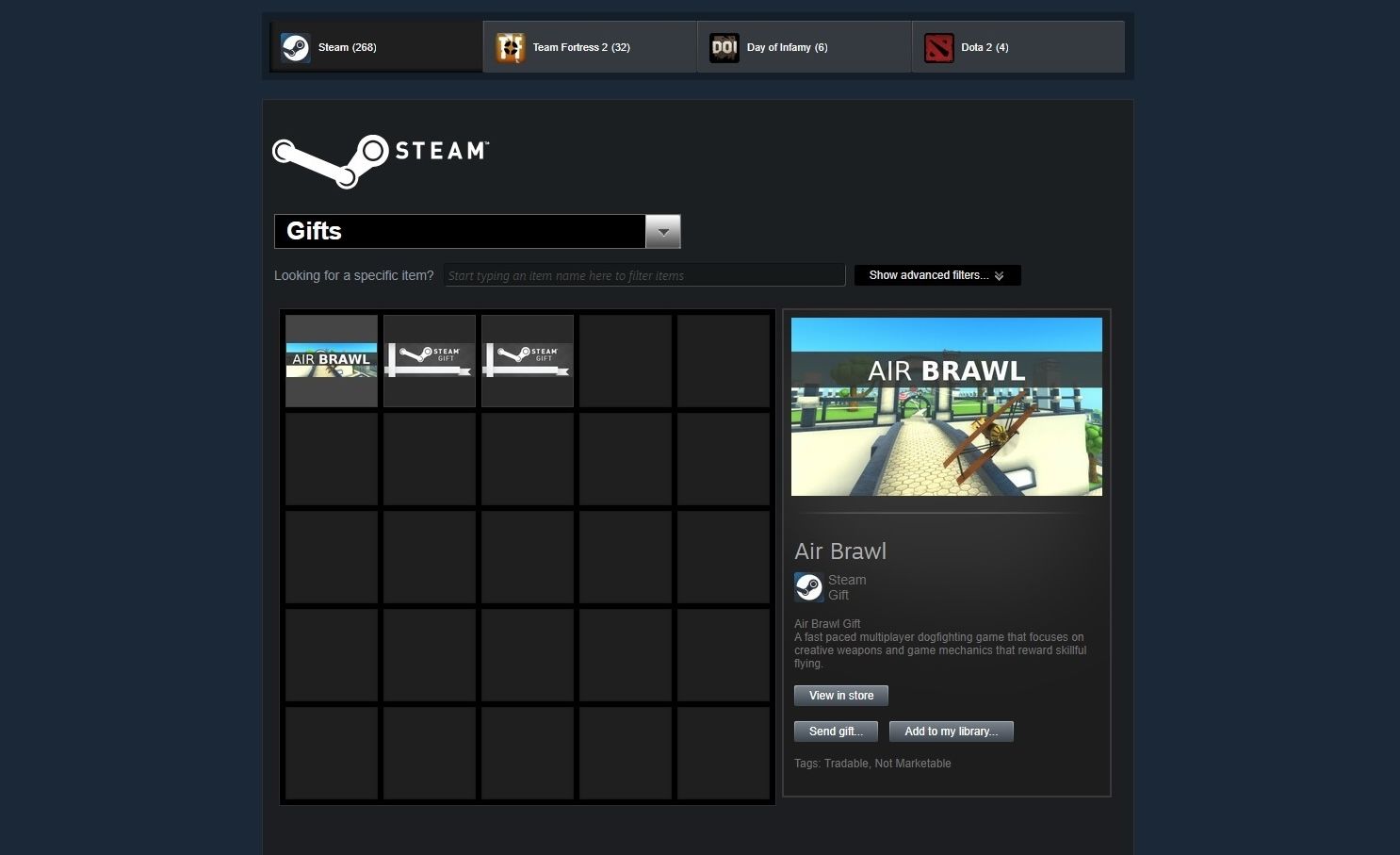 ألعاب مكررة في شبكة Steam Inventory