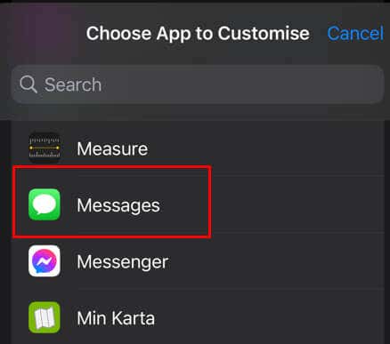 كيفية تغيير لون فقاعة النص في صورة iMessage 6