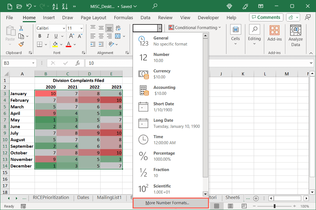 كيفية إنشاء خريطة حرارية في برنامج Excel صورة 12