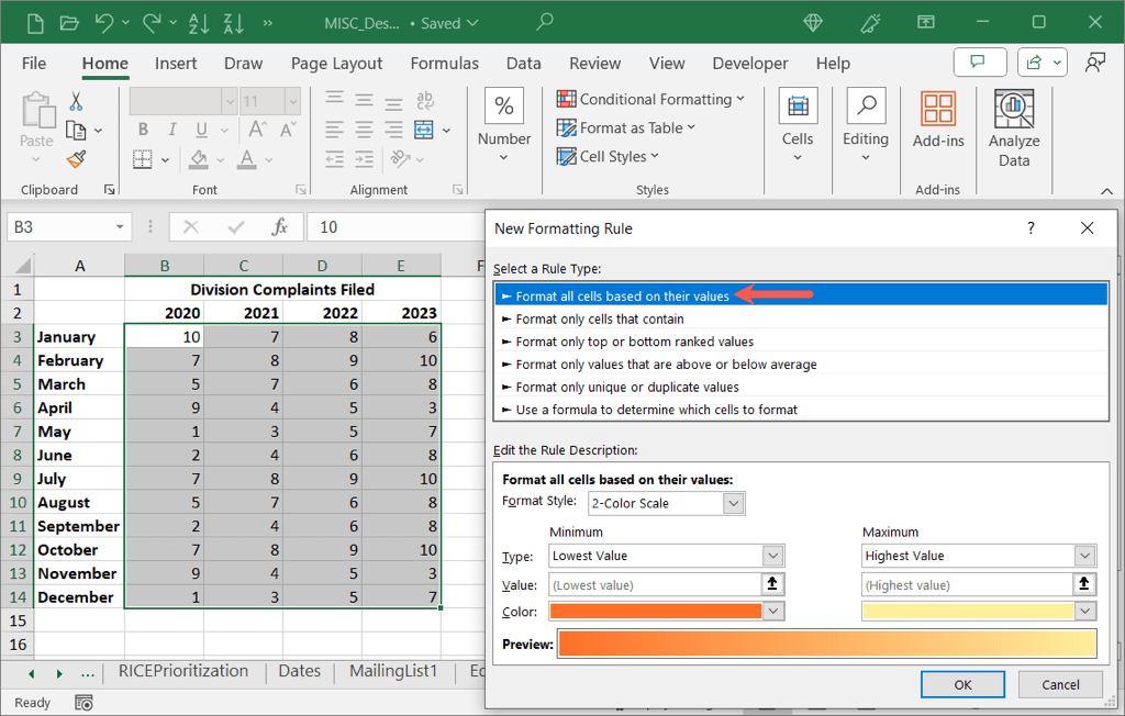 كيفية إنشاء خريطة حرارية في Excel صورة 7