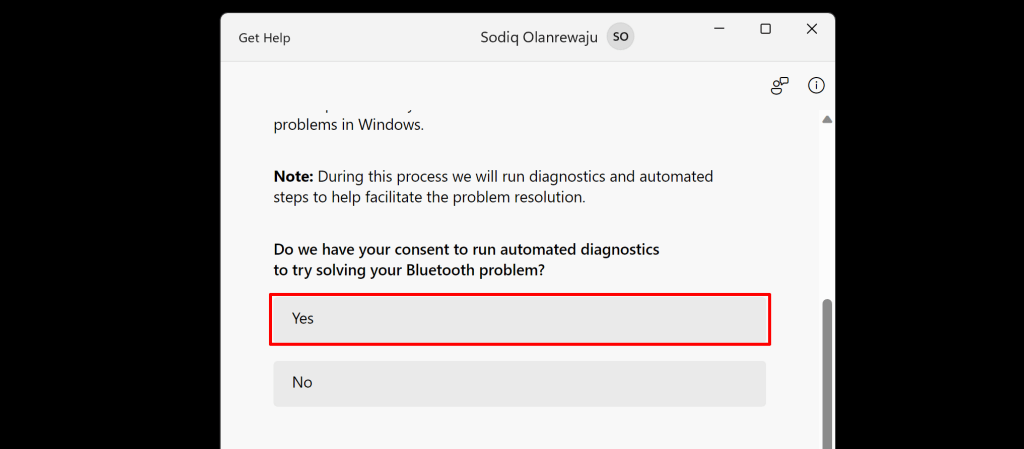 خطوات استكشاف أخطاء Bluetooth وإصلاحها في تطبيق Windows Get Help