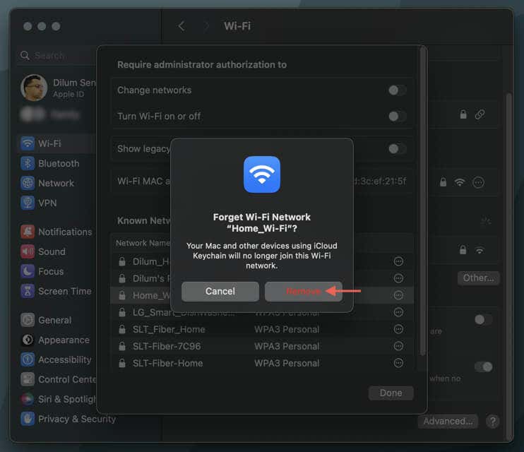 كيفية نسيان شبكات Wi-Fi على نظام Mac الصورة 6