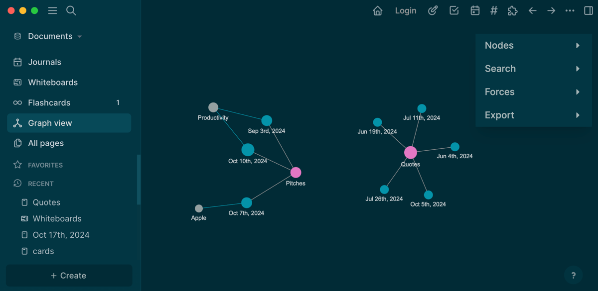 عرض الرسم البياني في Logseq