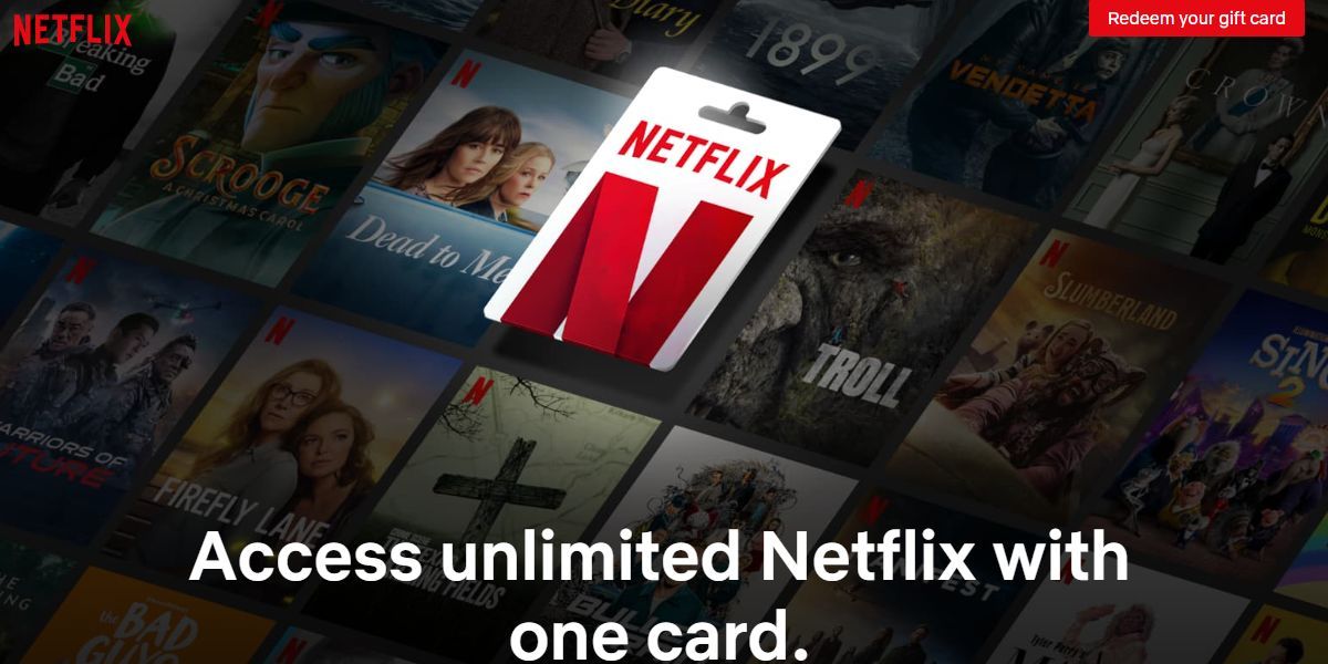 صفحة بطاقة هدايا Netflix