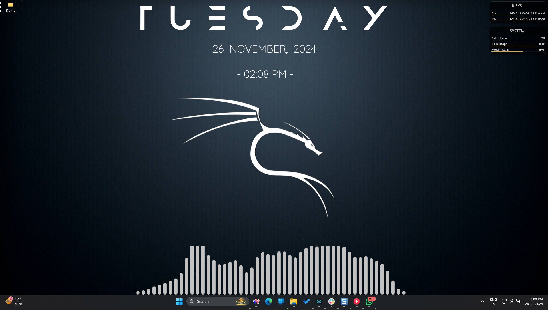 سطح مكتب Windows 11 مخصص باستخدام Rainmeter