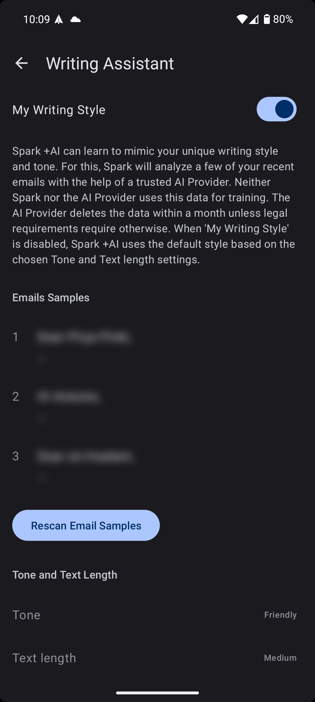 عينات مساعد كتابة Spark Mail