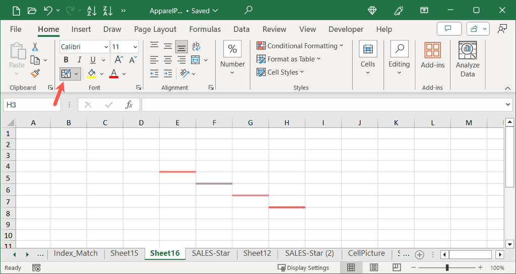 كيفية إضافة وتخصيص الحدود في صورة Microsoft Excel 6