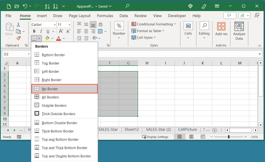 كيفية إضافة وتخصيص الحدود في Microsoft Excel Image 12