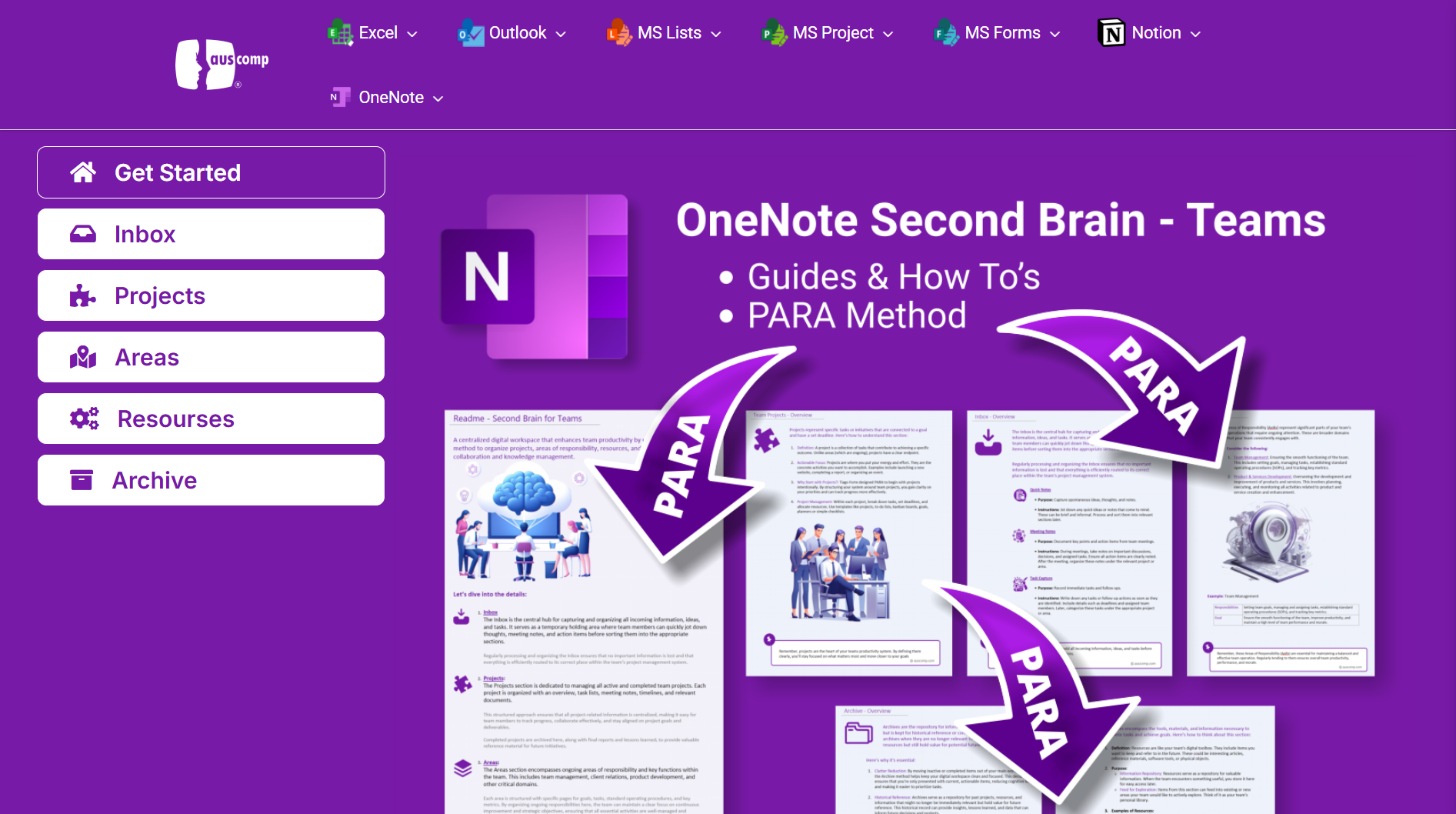 لقطة شاشة لقالب الدماغ الثاني auscomp onenote