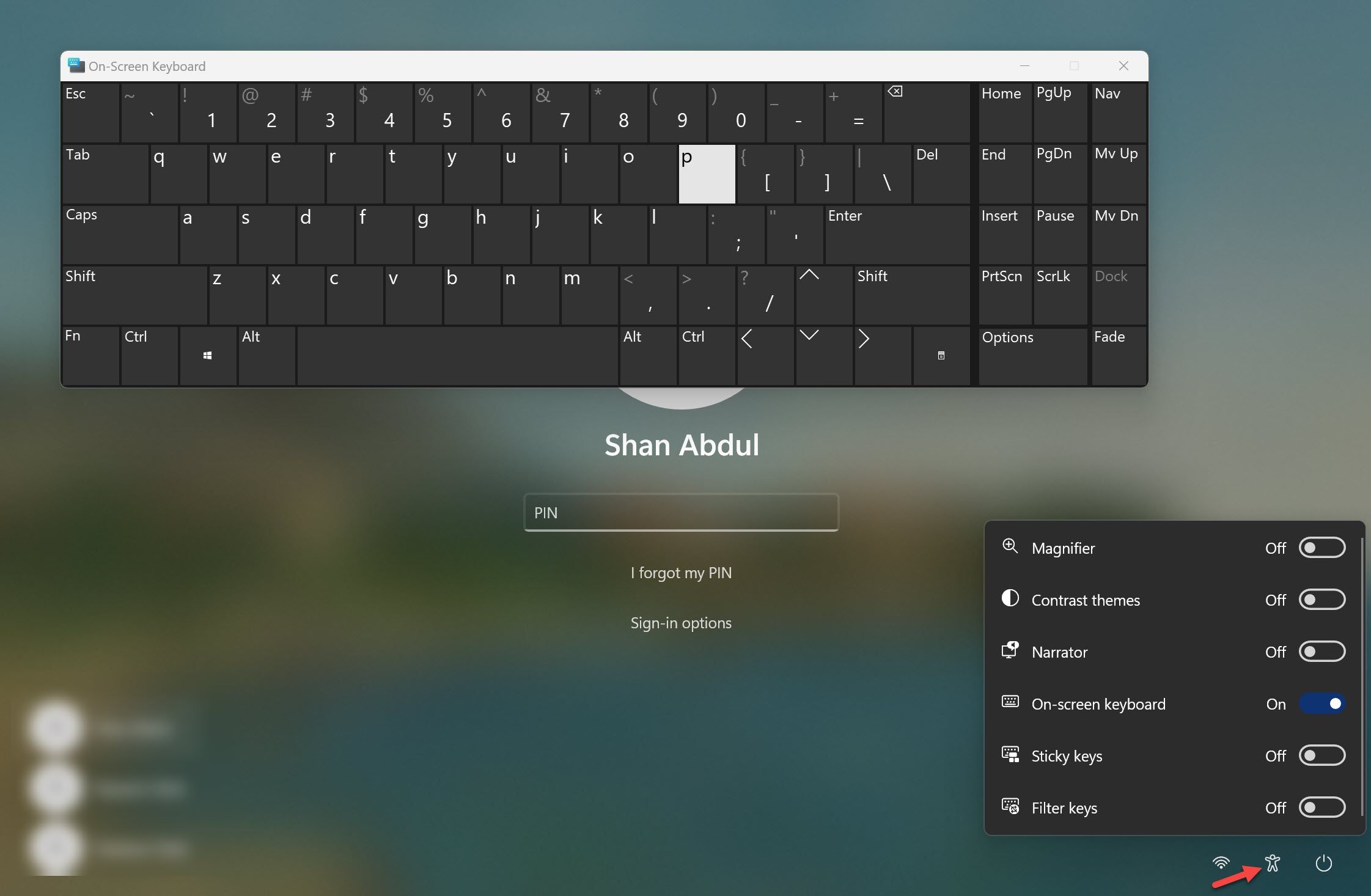 تنشيط لوحة المفاتيح على الشاشة من إعدادات إمكانية الوصول وأدخل كلمة المرور الخاصة بك
كيفية إصلاح مفاتيح لوحة المفاتيح التي لا تعمل على نظام Windows: دليلك الشامل