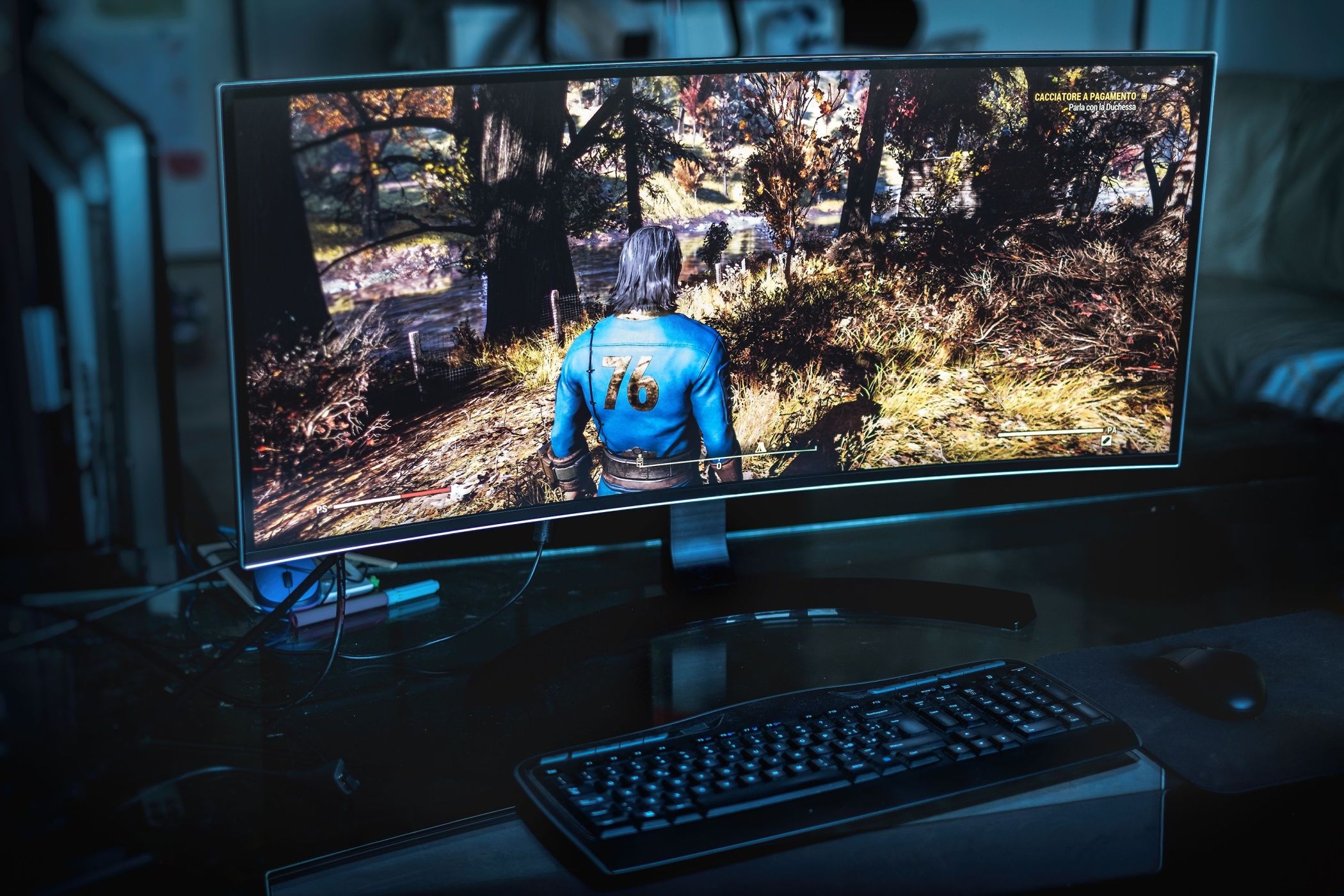 شاشة Ultrawide مع Fallout 76 على الشاشة