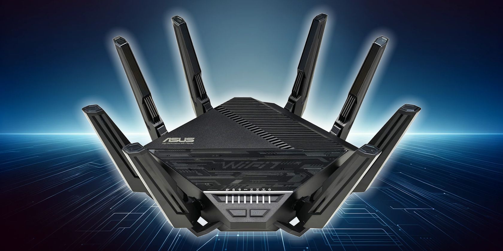 ASUS WIFI 7 Router على خلفية التكنولوجيا المستقبلية